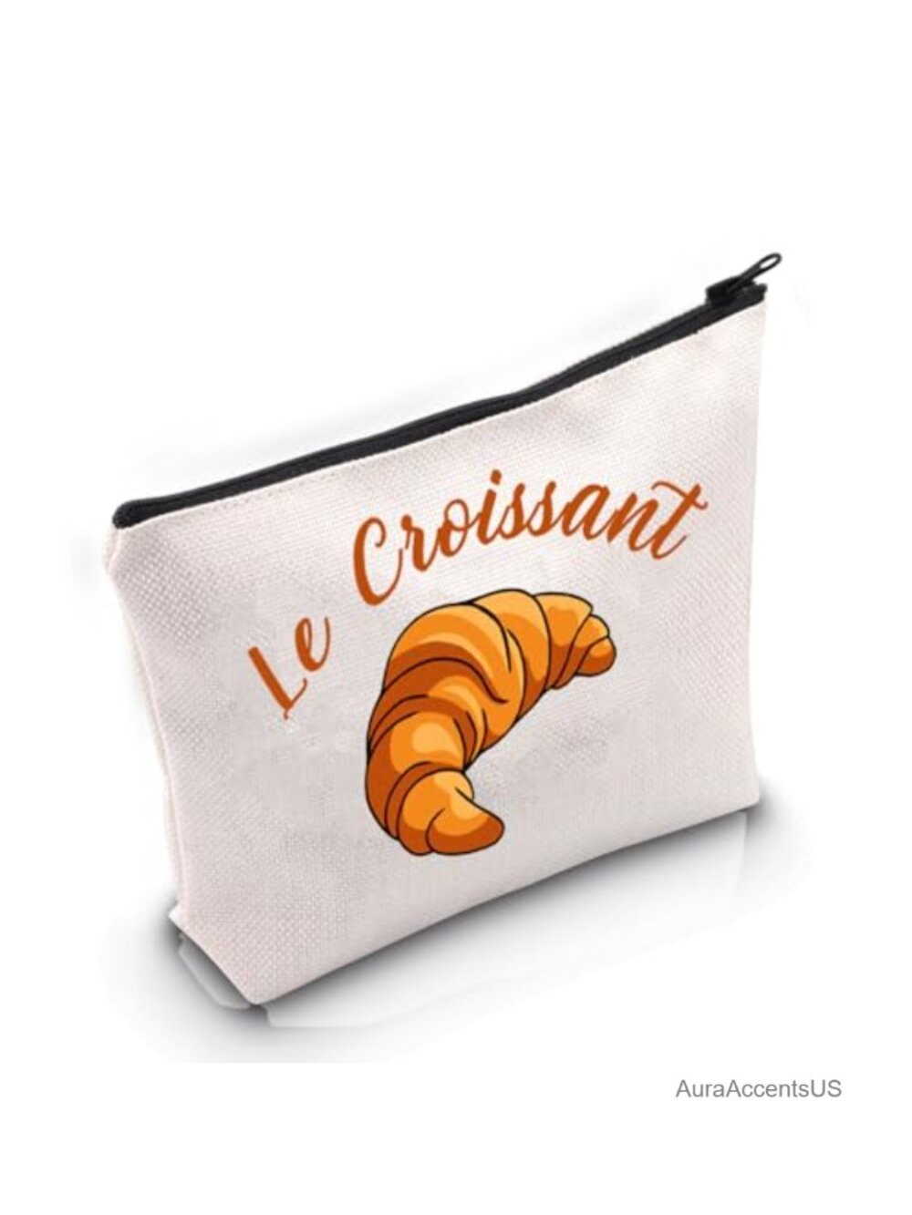Croissant Canvas Makeup Bag Cosmetic Pouch Travel Toiletry Zipper Case